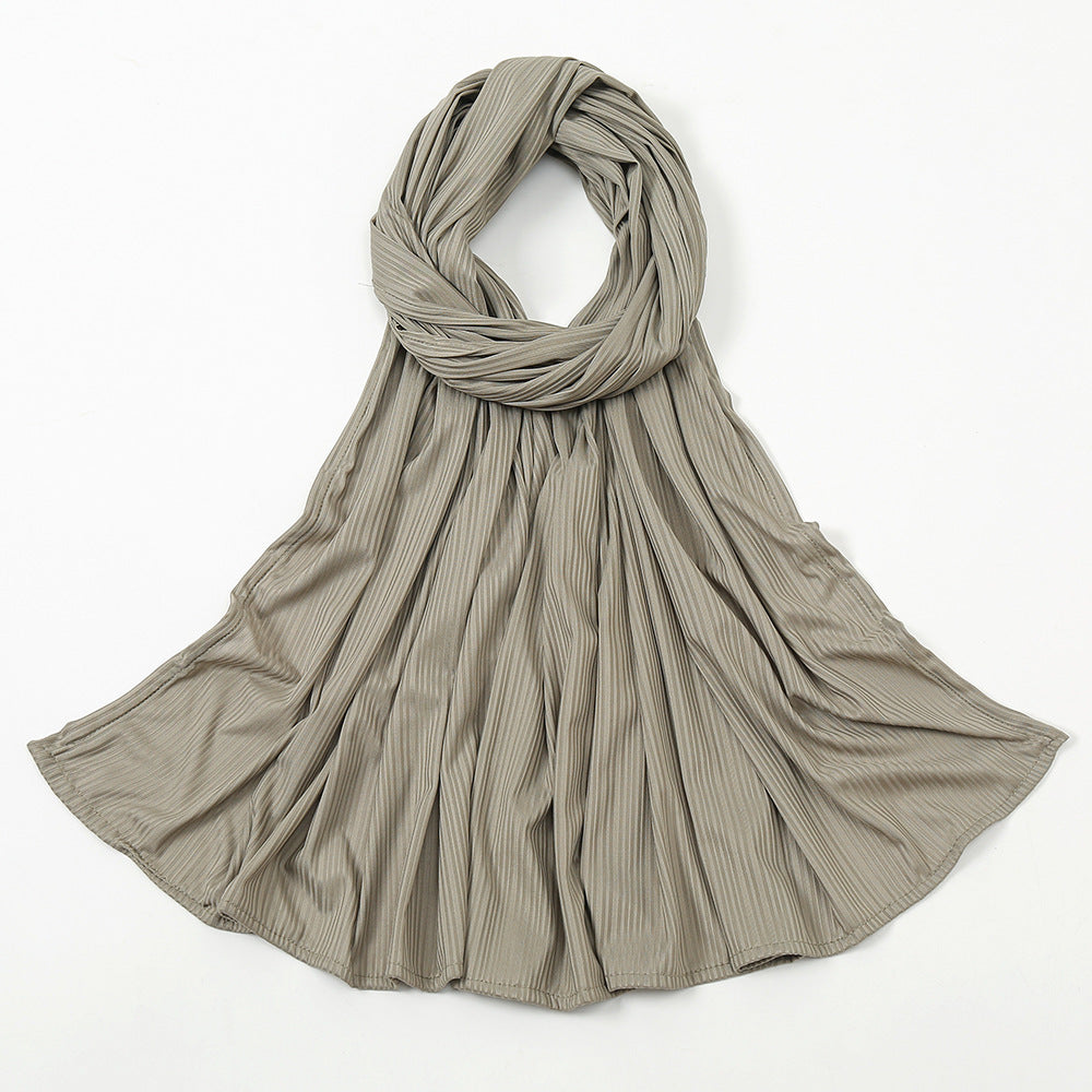 Women's Knitted Thread Cotton Shawl, Striped Solid Colour Scarf