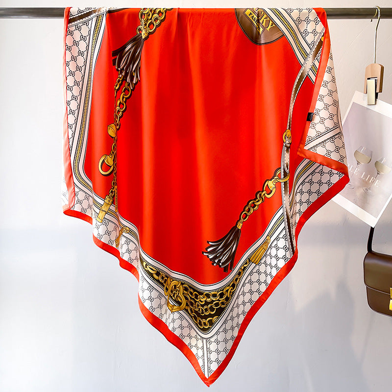 Women's Luxury Twill Silk Scarf, Printed 90/90cm Square Scarf