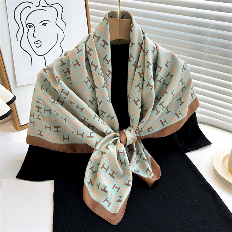 Women's Luxury Twill Silk Scarf, Printed 90/90cm Square Scarf