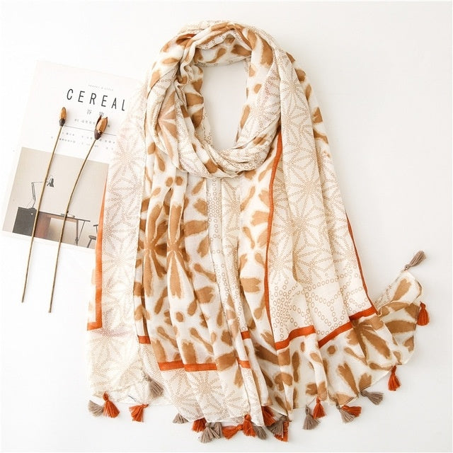 Women's Flower-Patterned Premium Long Shawl