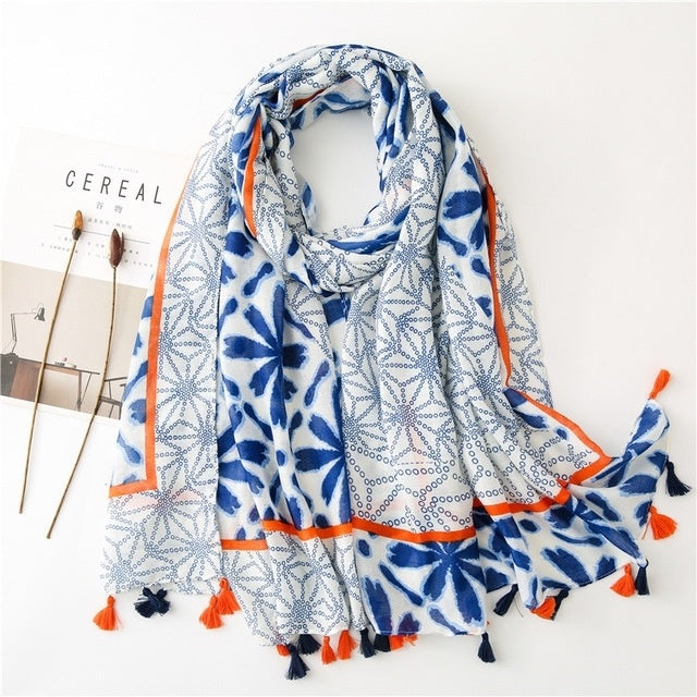 Women's Flower-Patterned Premium Long Shawl
