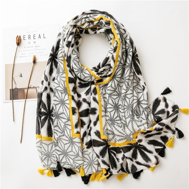 Women's Flower-Patterned Premium Long Shawl