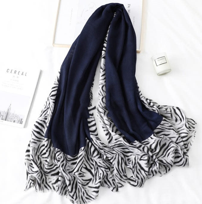 Women's Cotton Scarf, Casual Leopard Print Long Gauze Scarf