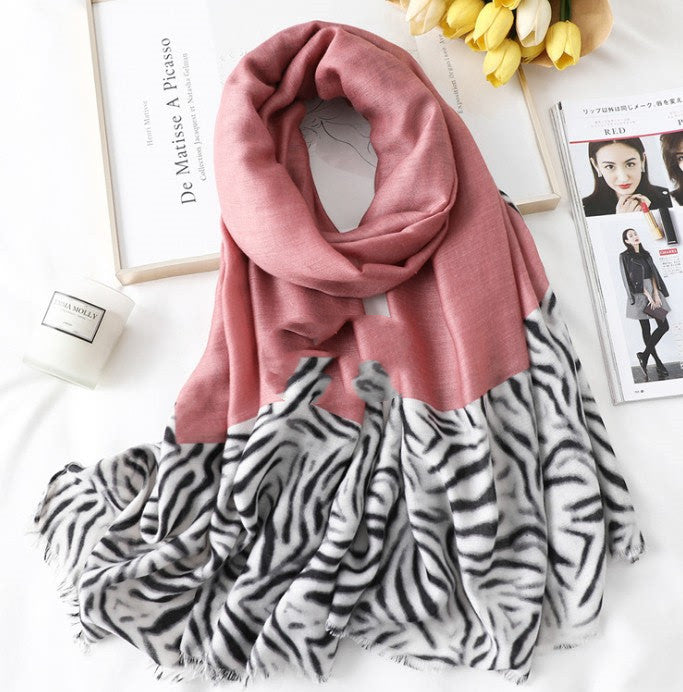 Women's Cotton Scarf, Casual Leopard Print Long Gauze Scarf