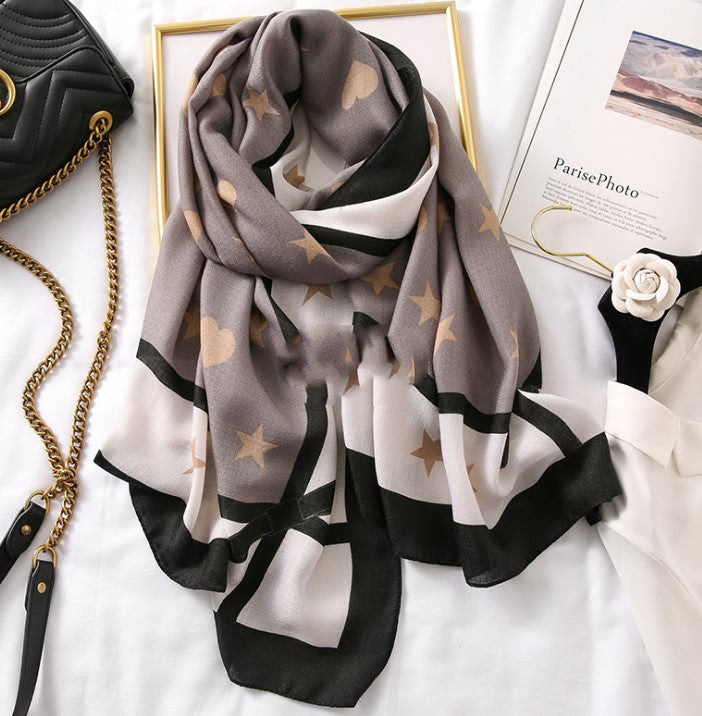 Women's Cotton Scarf, Casual Leopard Print Long Gauze Scarf