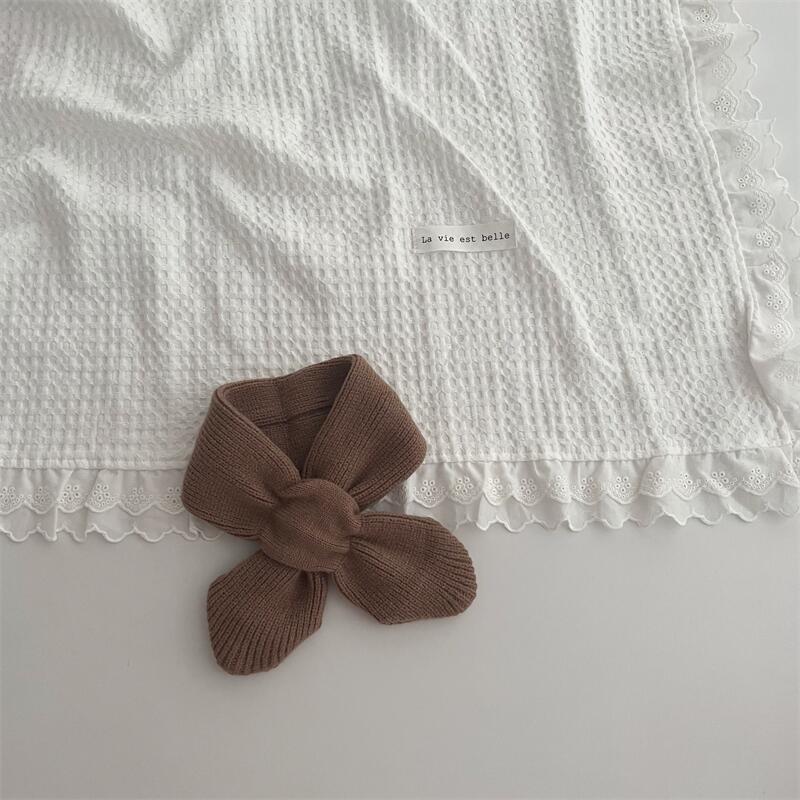Korean Style Solid Colour Knitted Cross Scarf