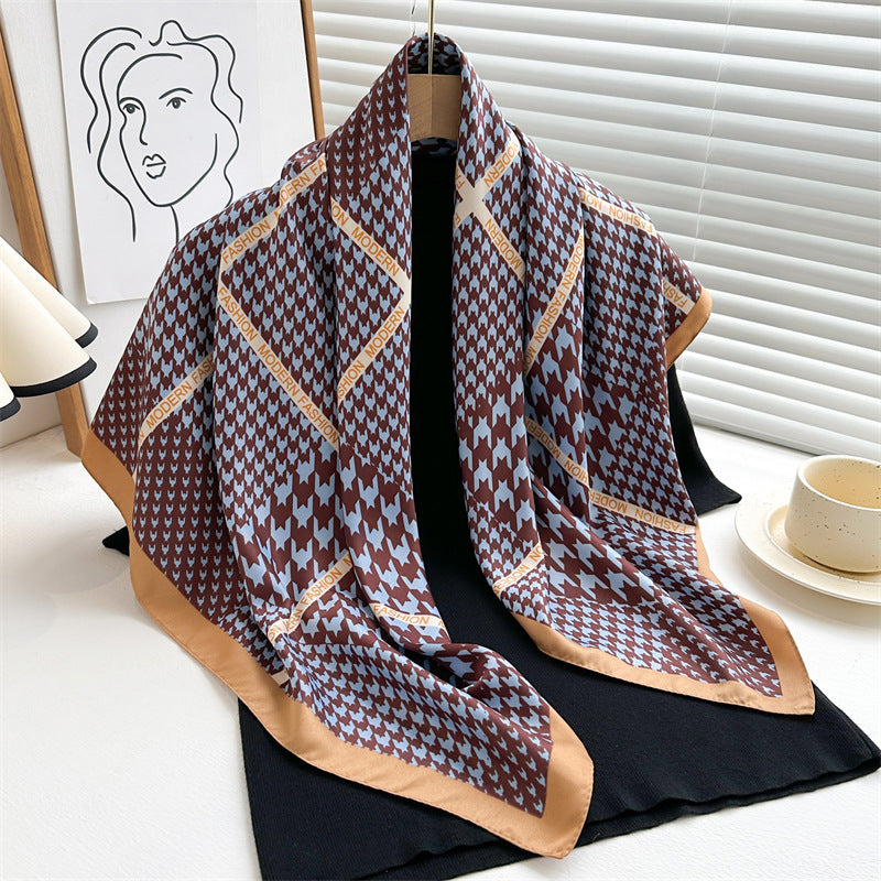 Women's Luxury Twill Silk Scarf, Printed 90/90cm Square Scarf