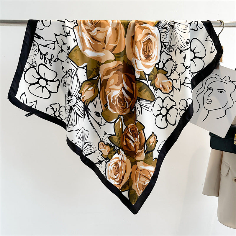 Women's Luxury Twill Silk Scarf, Printed 90/90cm Square Scarf