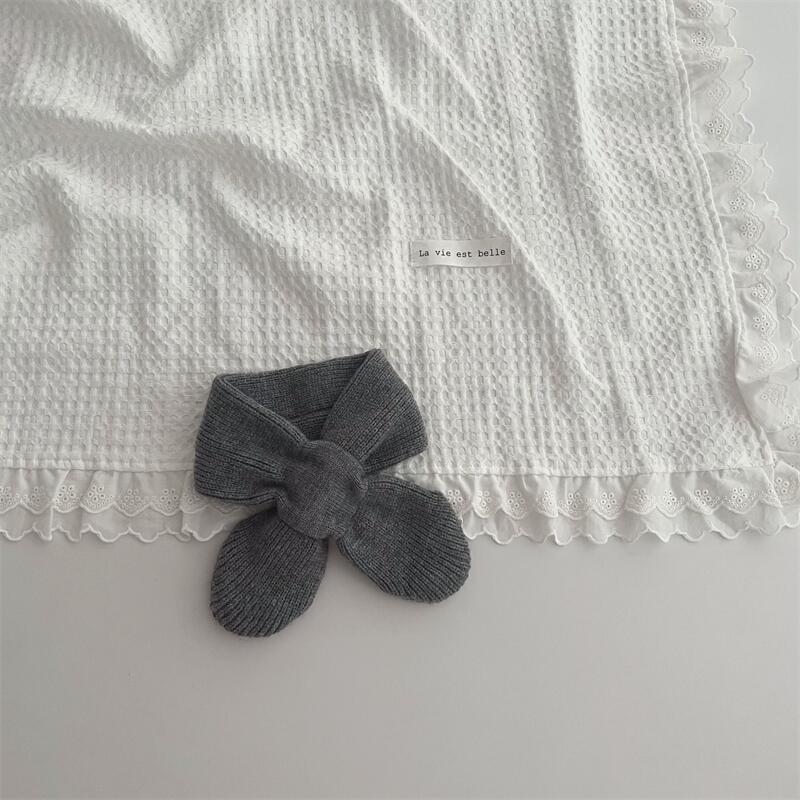 Korean Style Solid Colour Knitted Cross Scarf