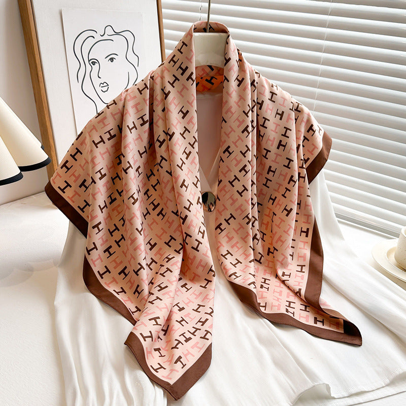 Women's Luxury Twill Silk Scarf, Printed 90/90cm Square Scarf