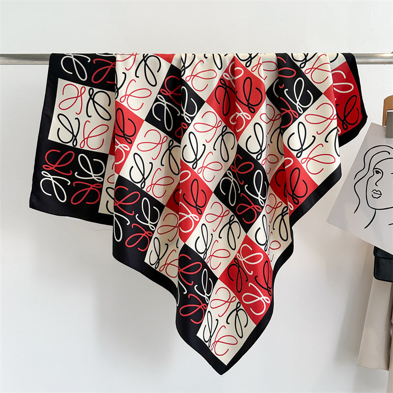 Women's Luxury Twill Silk Scarf, Printed 90/90cm Square Scarf