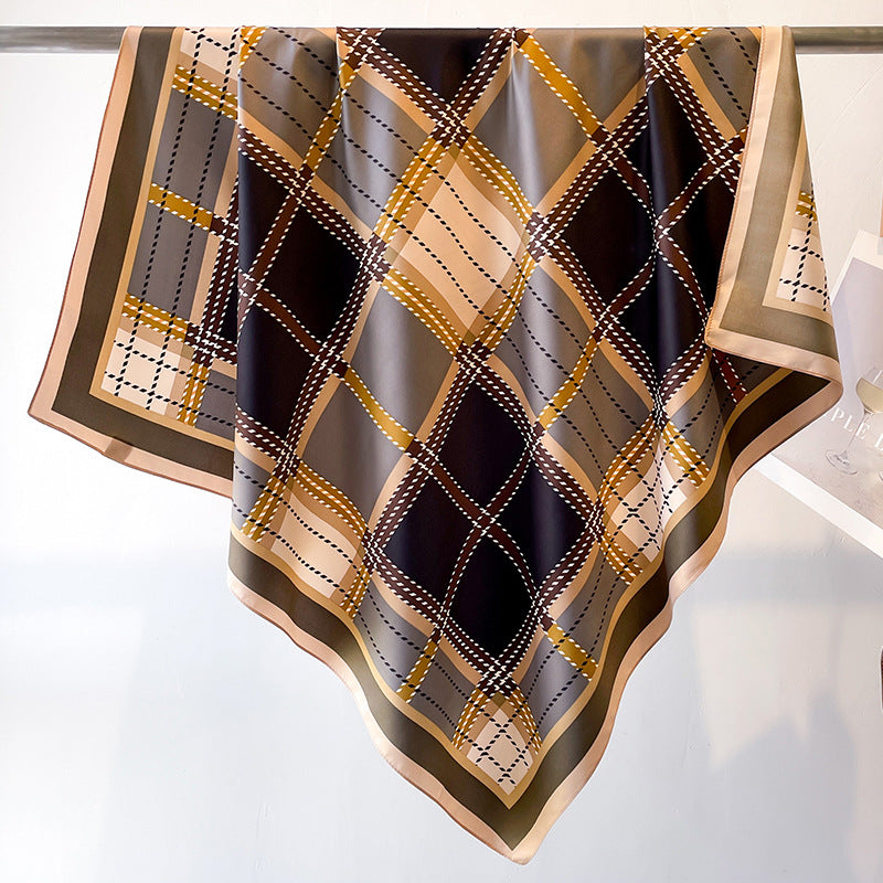 Women's Luxury Twill Silk Scarf, Printed 90/90cm Square Scarf
