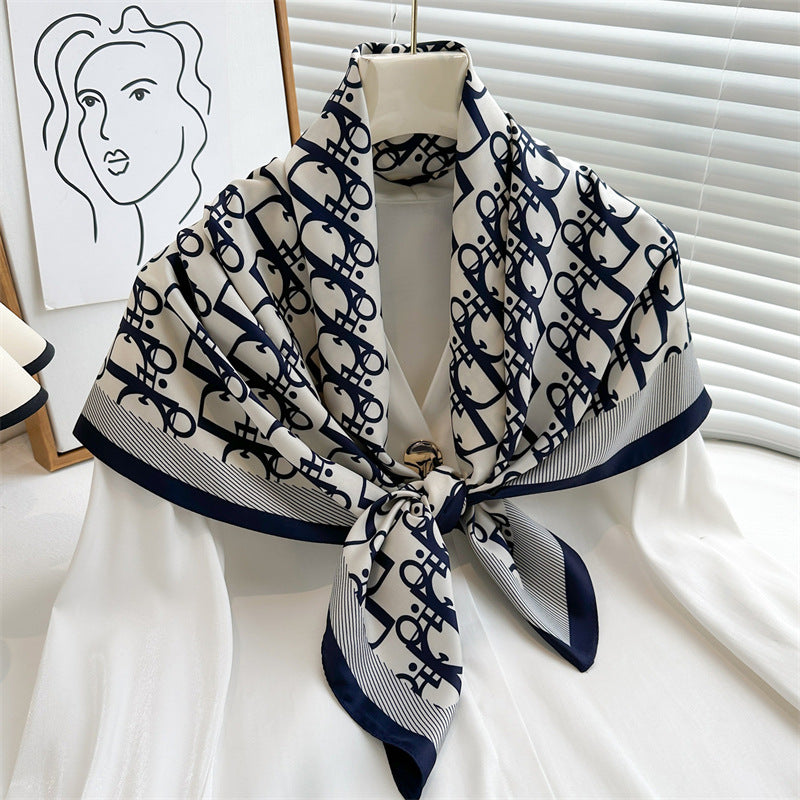 Women's Luxury Twill Silk Scarf, Printed 90/90cm Square Scarf