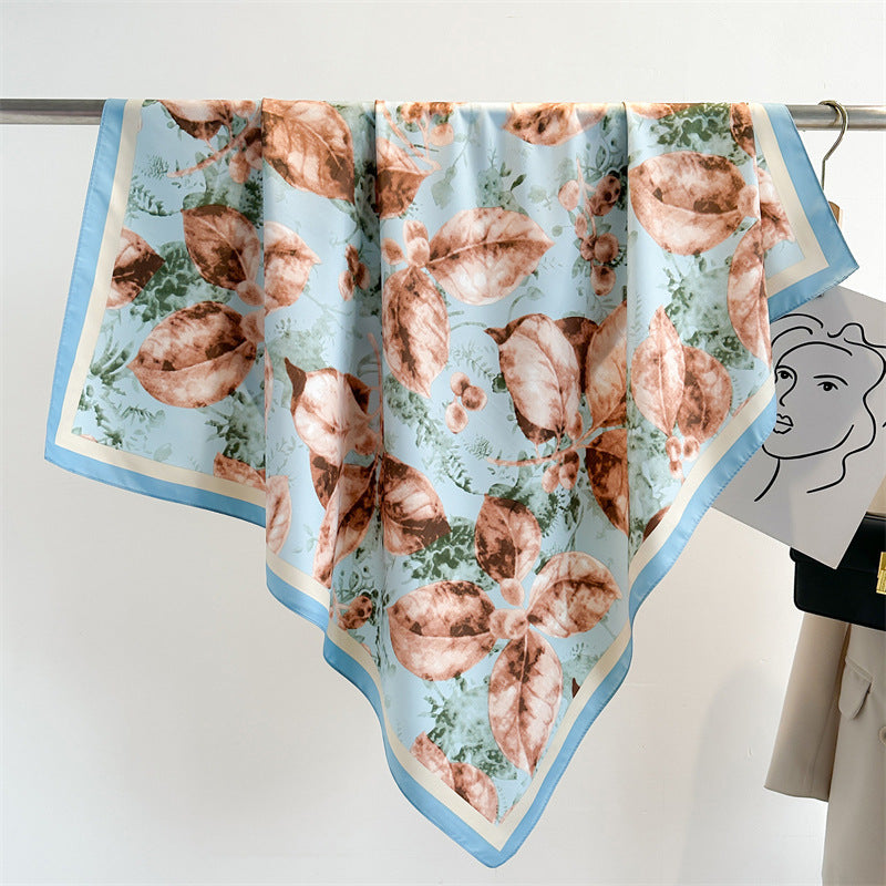 Women's Luxury Twill Silk Scarf, Printed 90/90cm Square Scarf