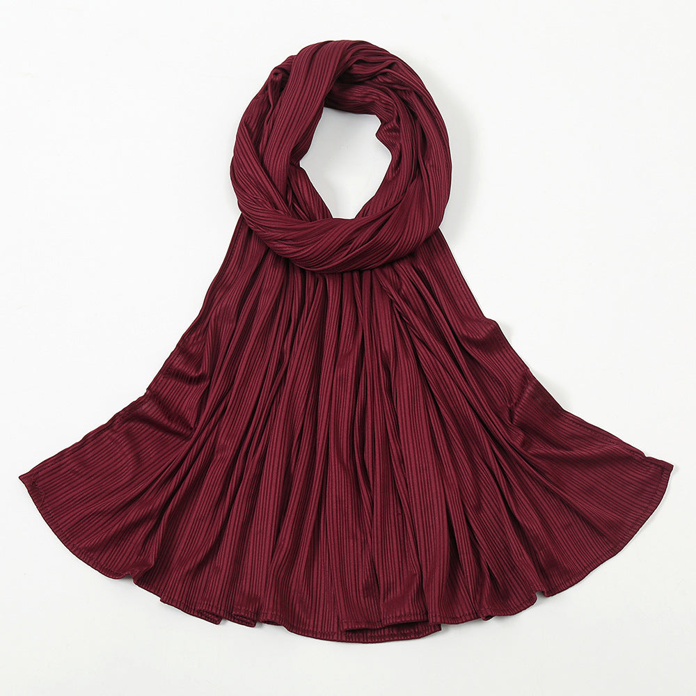 Women's Knitted Thread Cotton Shawl, Striped Solid Colour Scarf