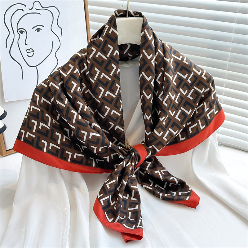 Women's Luxury Twill Silk Scarf, Printed 90/90cm Square Scarf
