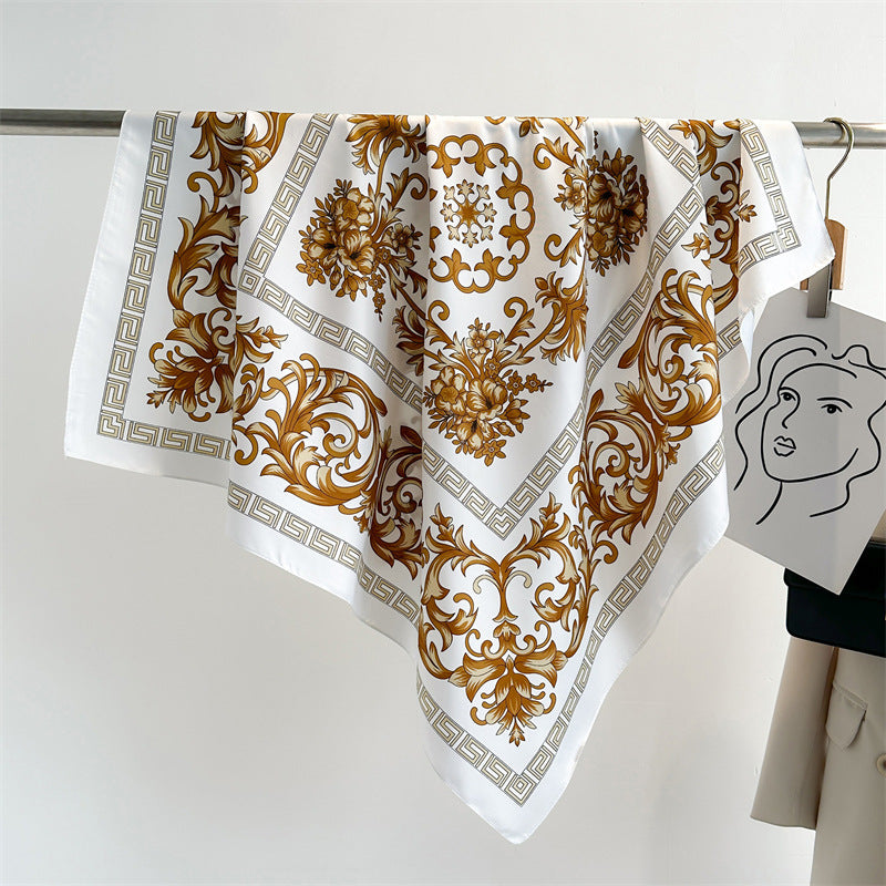 Women's Luxury Twill Silk Scarf, Printed 90/90cm Square Scarf