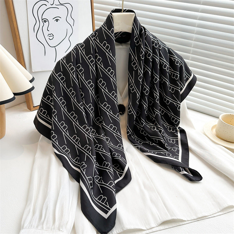 Women's Luxury Twill Silk Scarf, Printed 90/90cm Square Scarf