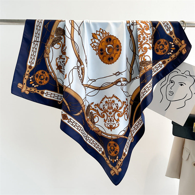Women's Luxury Twill Silk Scarf, Printed 90/90cm Square Scarf