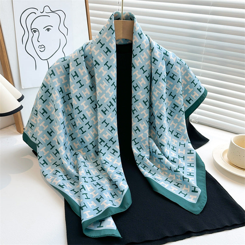 Women's Luxury Twill Silk Scarf, Printed 90/90cm Square Scarf