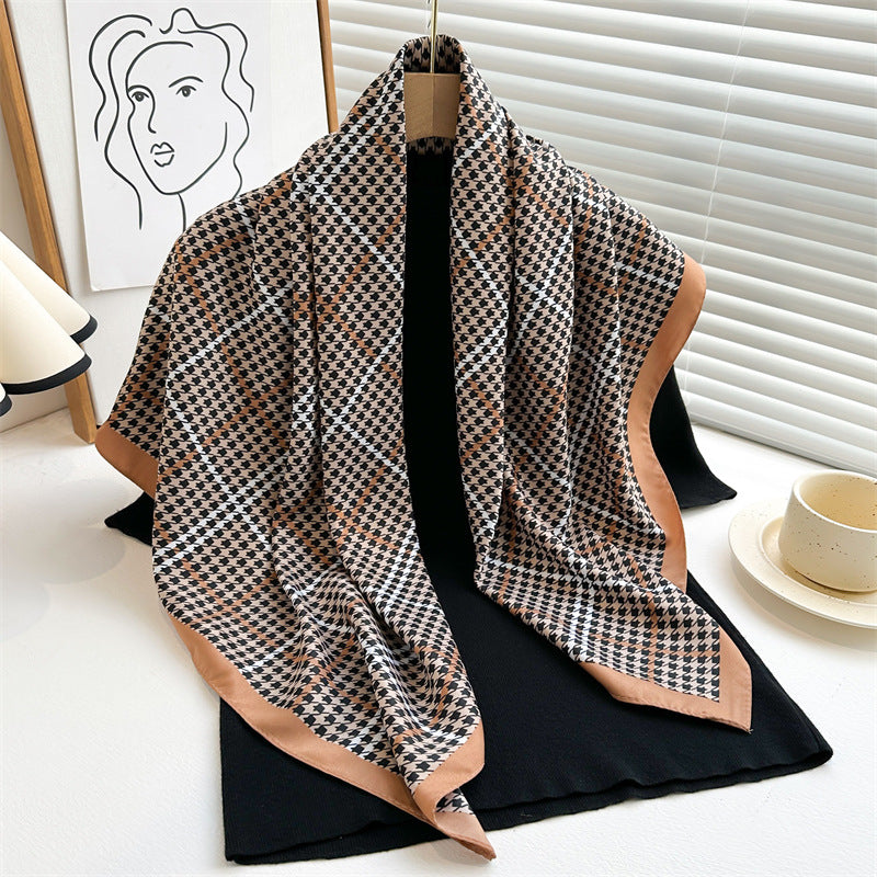 Women's Luxury Twill Silk Scarf, Printed 90/90cm Square Scarf