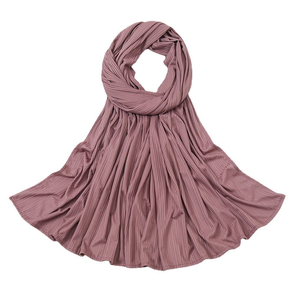 Women's Knitted Thread Cotton Shawl, Striped Solid Colour Scarf