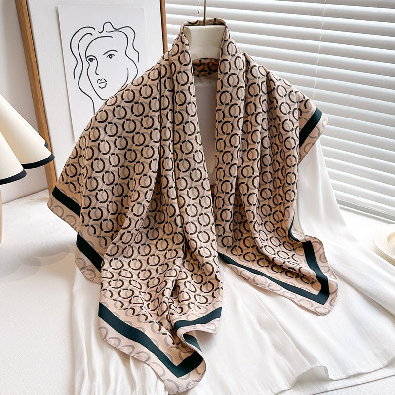 Women's Luxury Twill Silk Scarf, Printed 90/90cm Square Scarf
