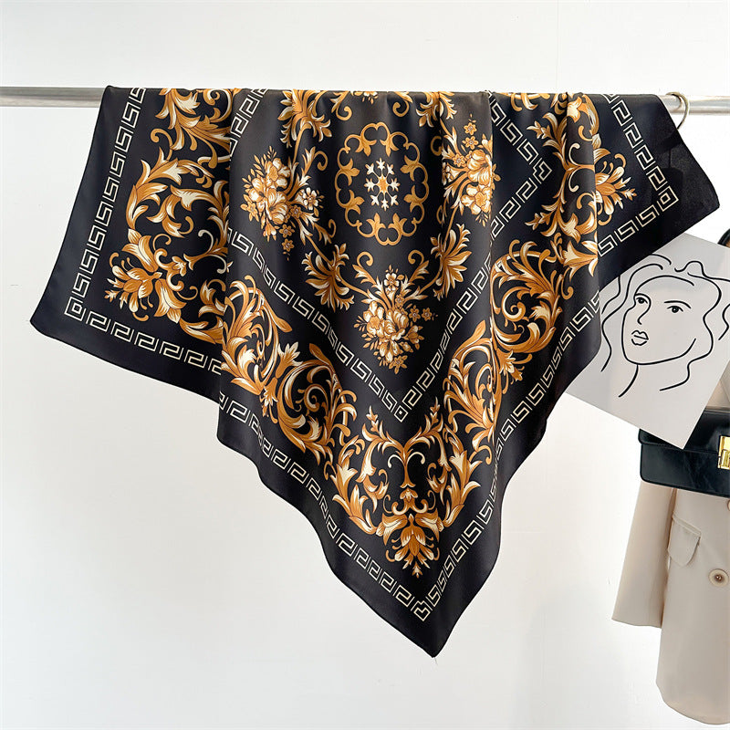 Women's Luxury Twill Silk Scarf, Printed 90/90cm Square Scarf