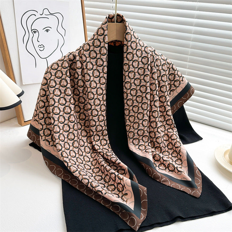 Women's Luxury Twill Silk Scarf, Printed 90/90cm Square Scarf