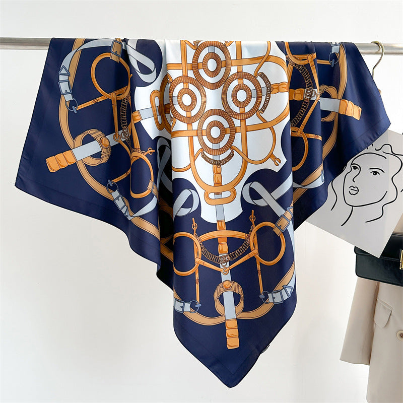Women's Luxury Twill Silk Scarf, Printed 90/90cm Square Scarf