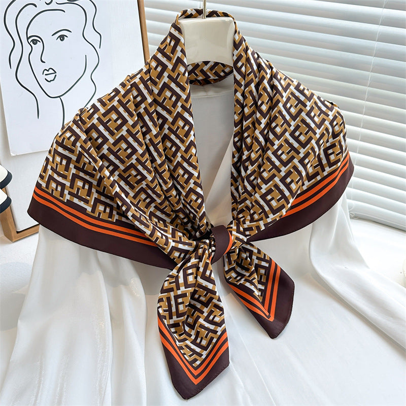 Women's Luxury Twill Silk Scarf, Printed 90/90cm Square Scarf