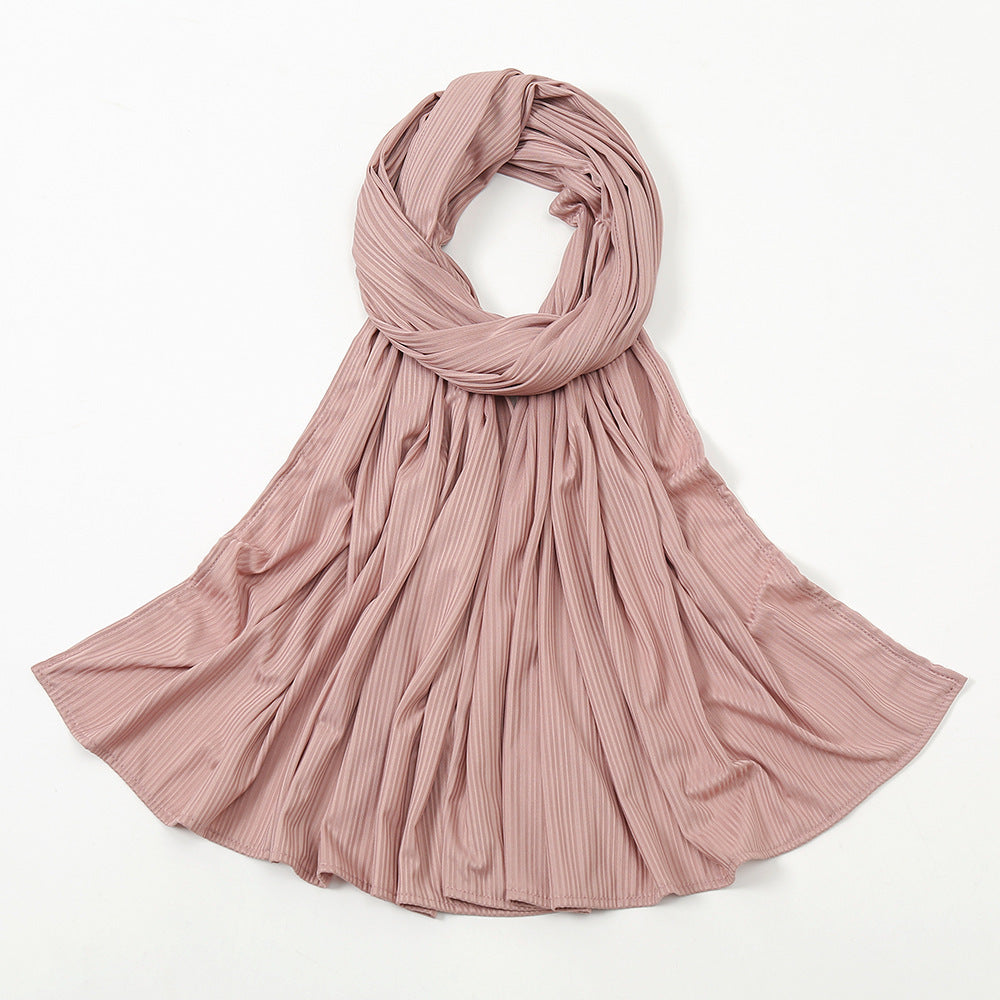 Women's Knitted Thread Cotton Shawl, Striped Solid Colour Scarf