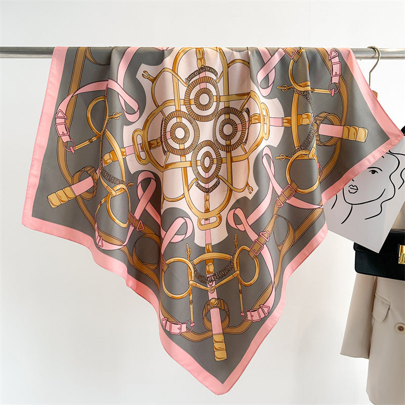 Women's Luxury Twill Silk Scarf, Printed 90/90cm Square Scarf
