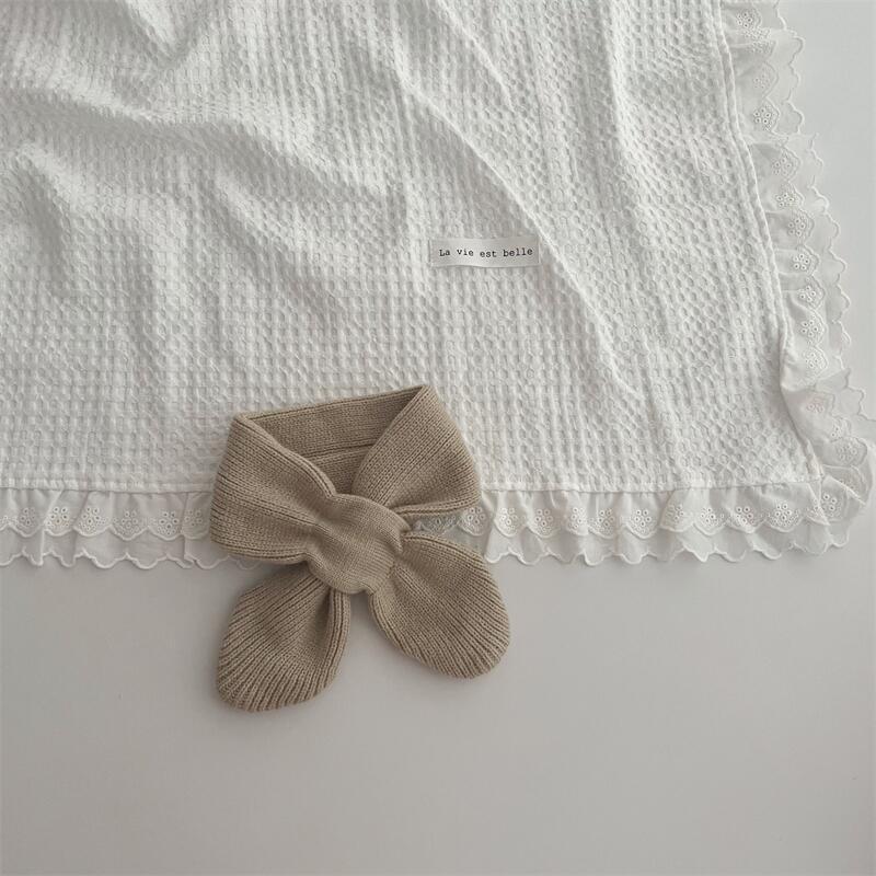 Korean Style Solid Colour Knitted Cross Scarf