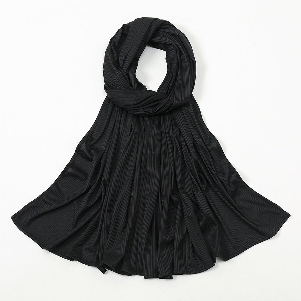 Women's Knitted Thread Cotton Shawl, Striped Solid Colour Scarf