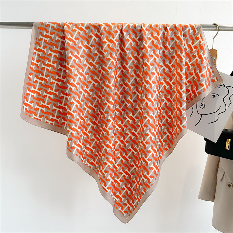 Women's Luxury Twill Silk Scarf, Printed 90/90cm Square Scarf