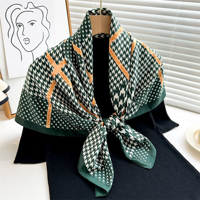 Women's Luxury Twill Silk Scarf, Printed 90/90cm Square Scarf