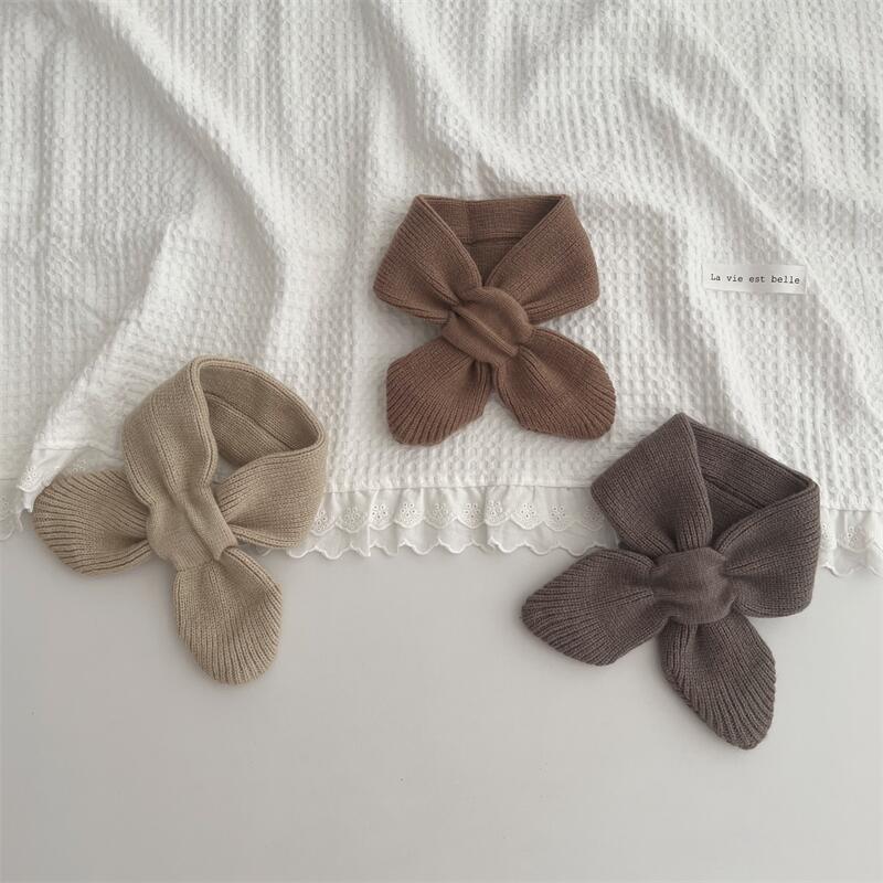 Korean Style Solid Colour Knitted Cross Scarf