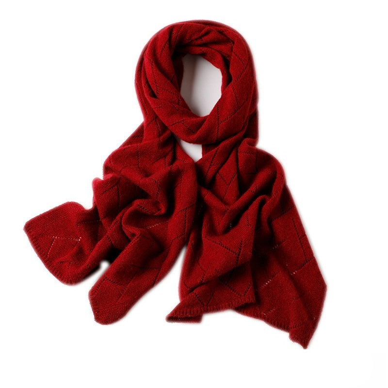 Premium Knitted Hollow Scarf - Korean Style Wool Blend
