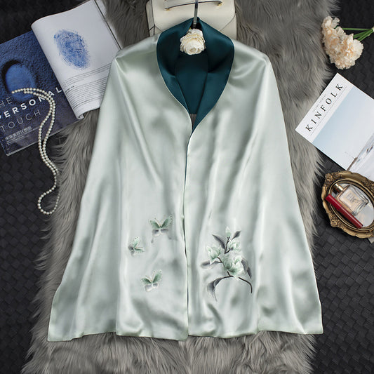 Women's Embroidered Long Silk Scarf