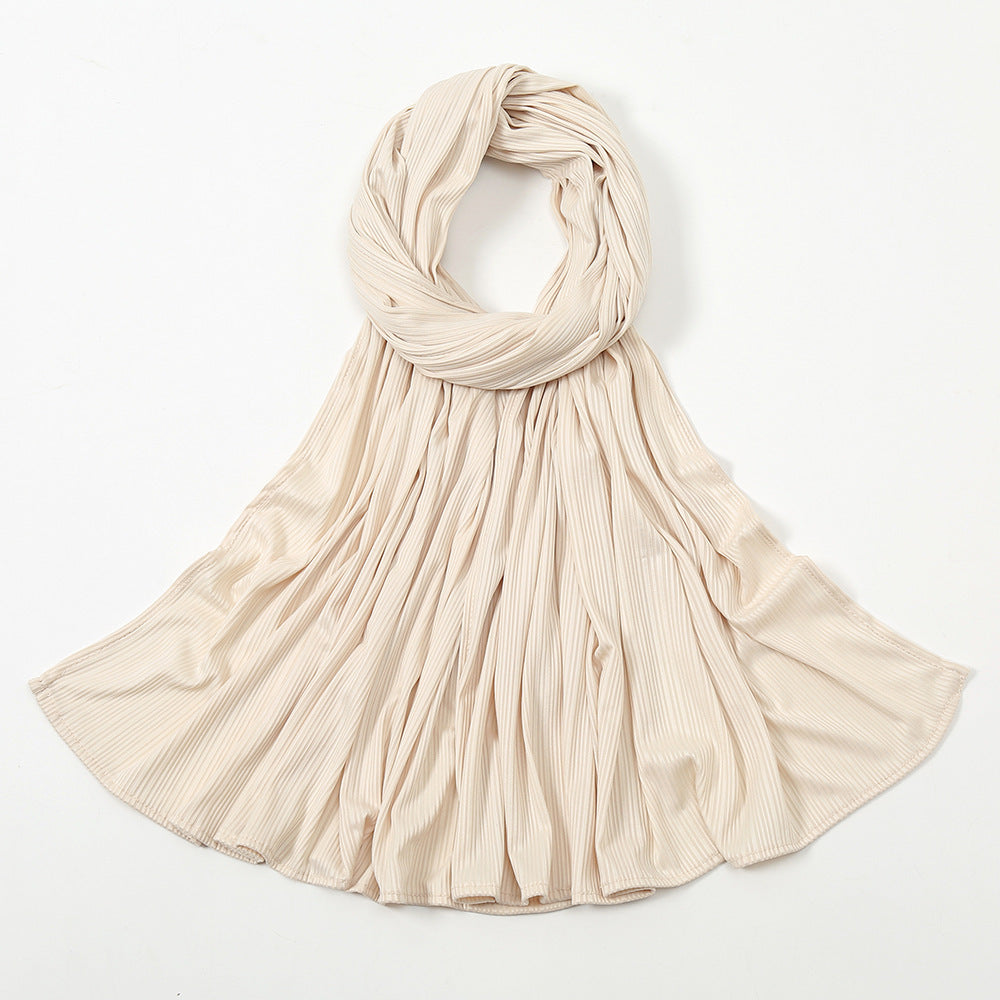 Women's Knitted Thread Cotton Shawl, Striped Solid Colour Scarf