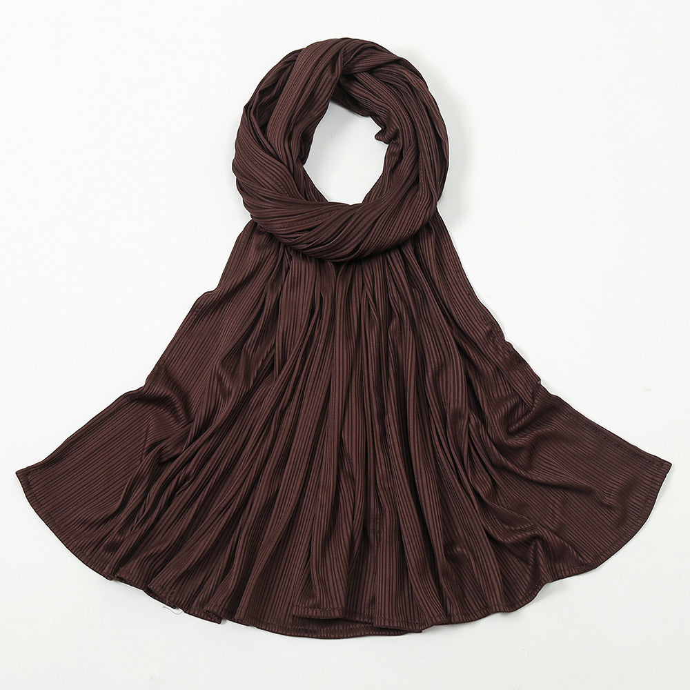 Women's Knitted Thread Cotton Shawl, Striped Solid Colour Scarf