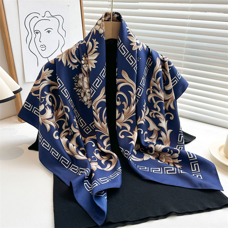 Women's Luxury Twill Silk Scarf, Printed 90/90cm Square Scarf