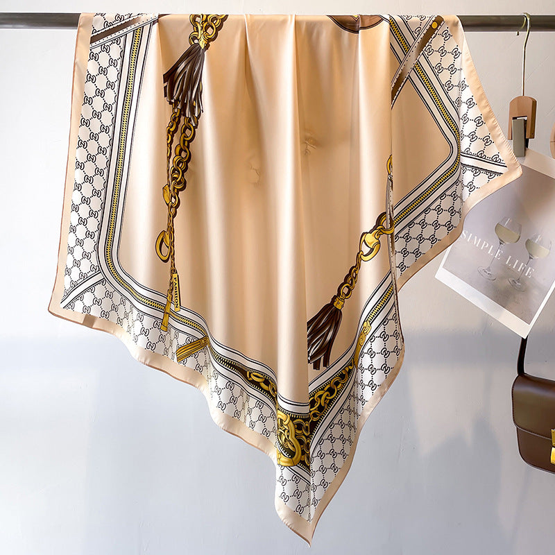 Women's Luxury Twill Silk Scarf, Printed 90/90cm Square Scarf