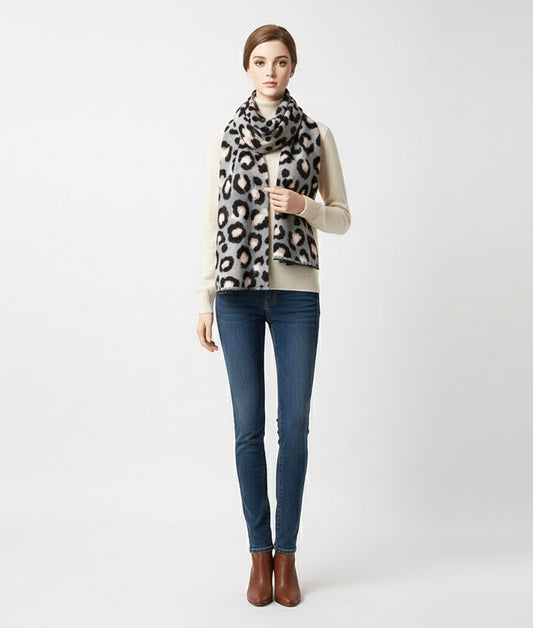 Leopard Print Cashmere-Like Shawl 65x190cm - Soft Polyester Hijab