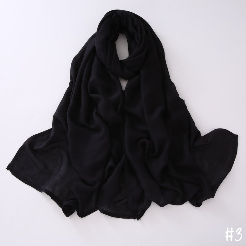 Breathable Modal Monochrome Shawl, Malay Indonesian Cotton And Linen Hijab, Solid Colour Scarf