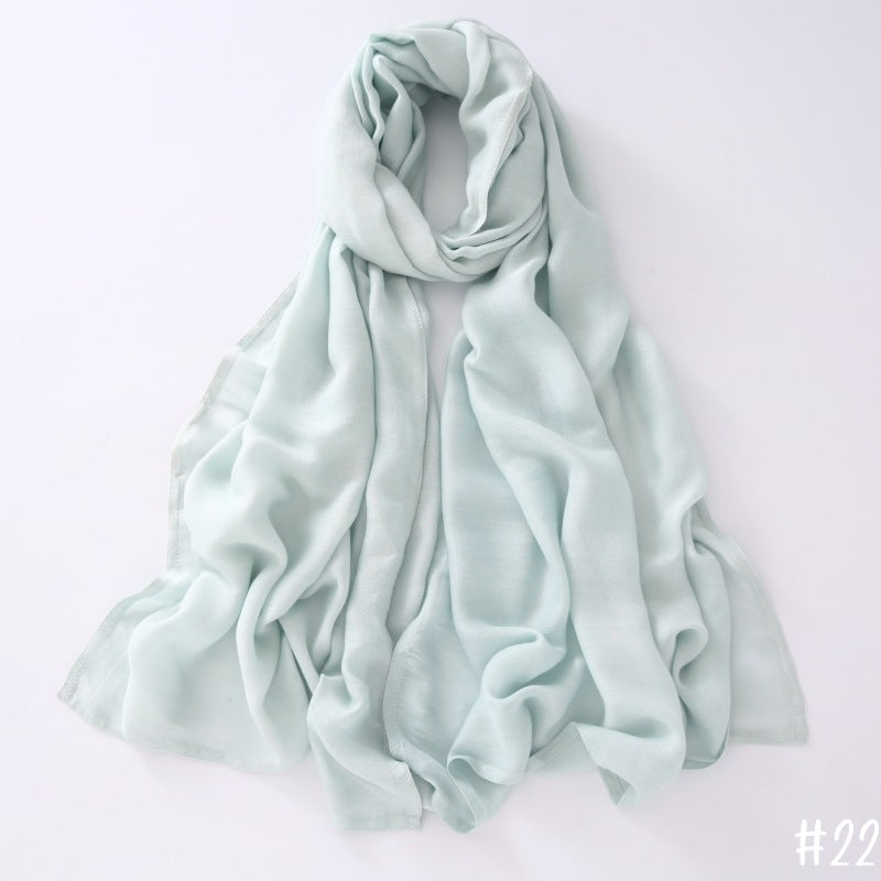 Breathable Modal Monochrome Shawl, Malay Indonesian Cotton And Linen Hijab, Solid Colour Scarf