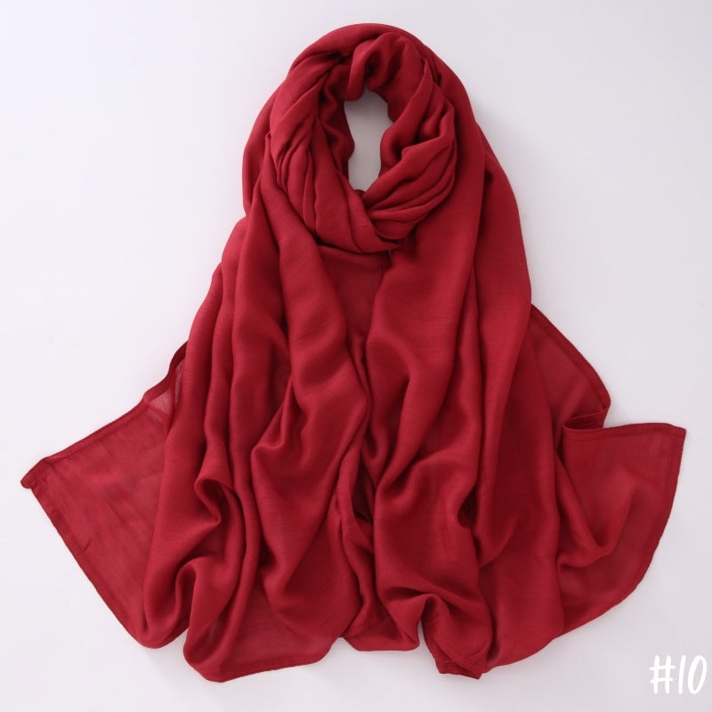Breathable Modal Monochrome Shawl, Malay Indonesian Cotton And Linen Hijab, Solid Colour Scarf