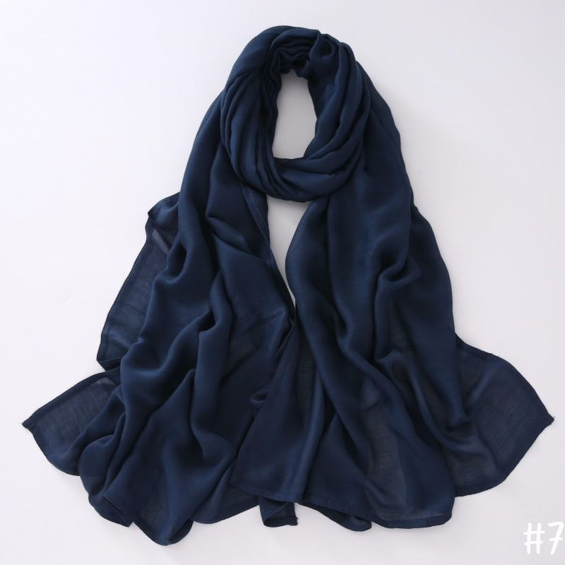 Breathable Modal Monochrome Shawl, Malay Indonesian Cotton And Linen Hijab, Solid Colour Scarf