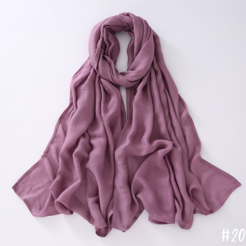 Breathable Modal Monochrome Shawl, Malay Indonesian Cotton And Linen Hijab, Solid Colour Scarf